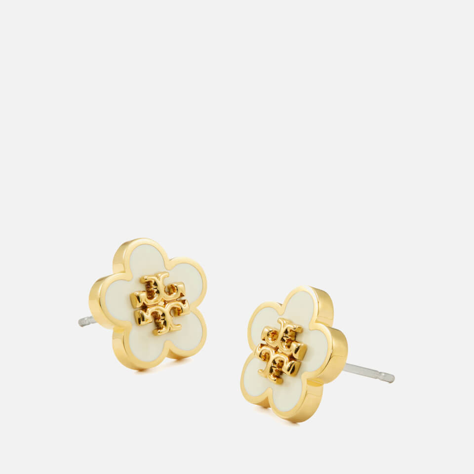 Tory Burch Kira Flower Gold-Plated and Enamel Earrings