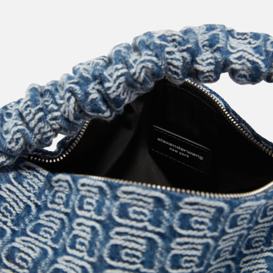 Alexander Wang Scrunchie Small Denim-Jacquard Bag | Coggles
