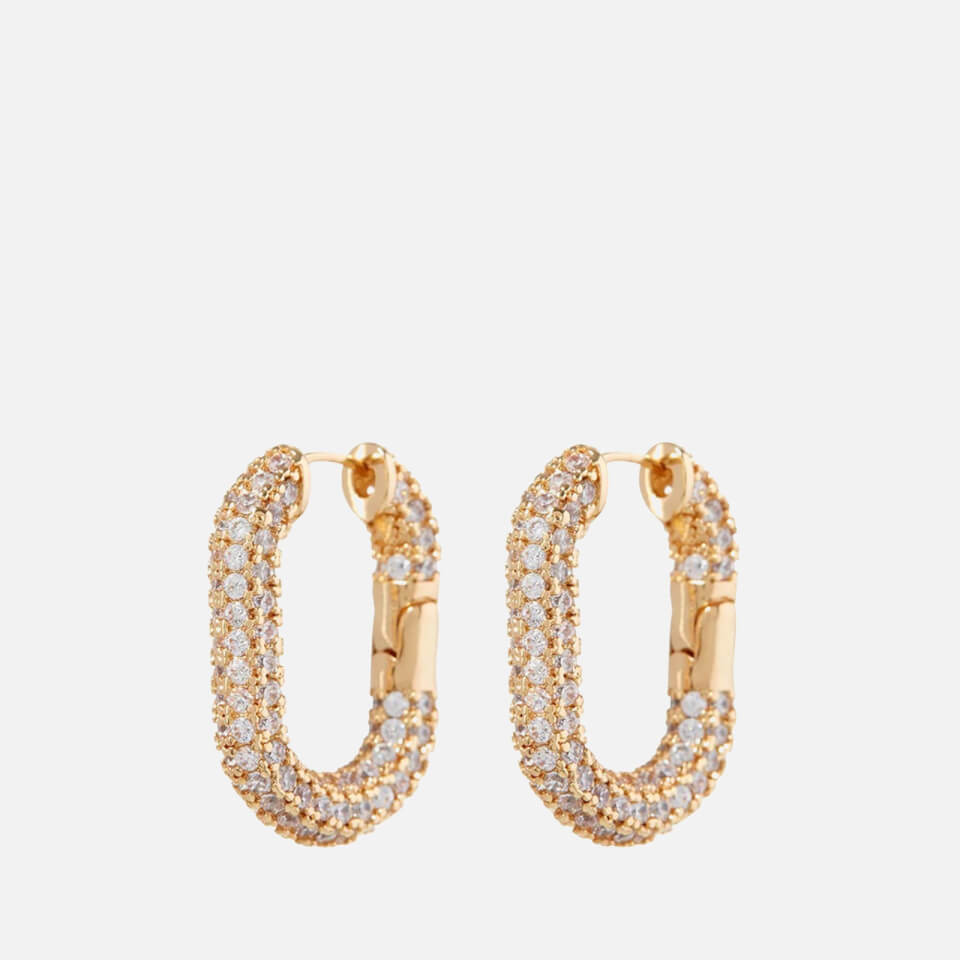 Luv AJ XL Pavé Chain Gold-Plated Crystals Earrings
