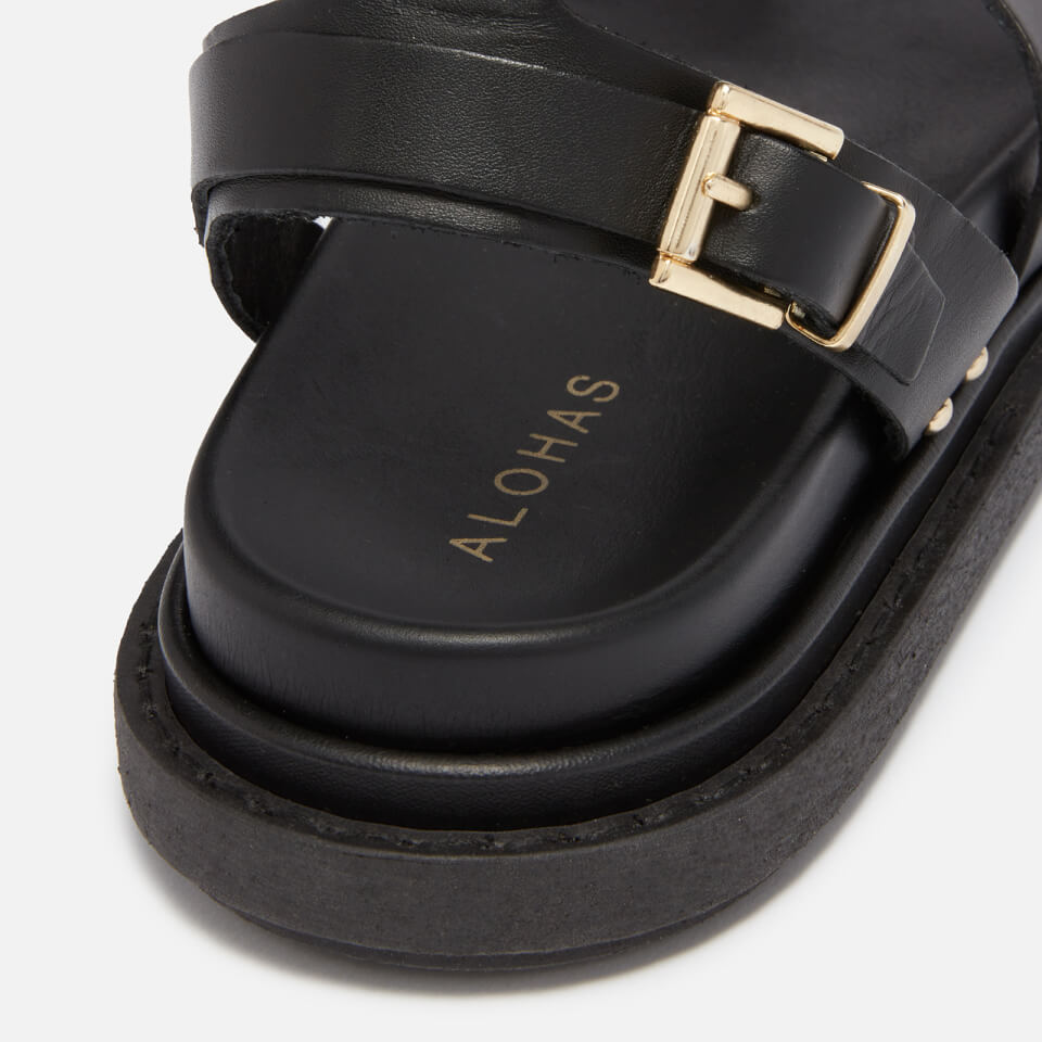 ALOHAS Women's Buckle Up Leather Sandals