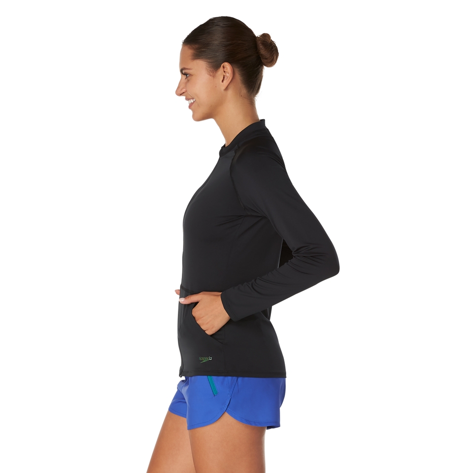 Women's Full Zip Rashguard Black