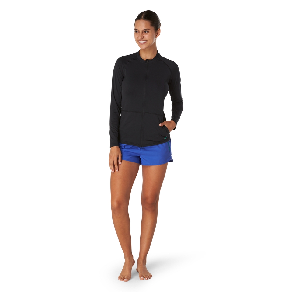 Women's Full Zip Rashguard Black