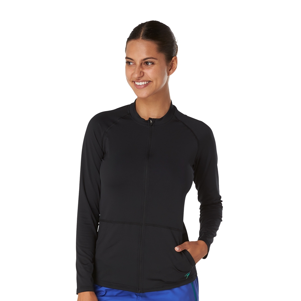 Women's Full Zip Rashguard Black