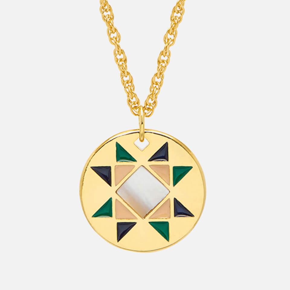 Estella Bartlett Gold-Plated Quilted Pattern Round Pendant