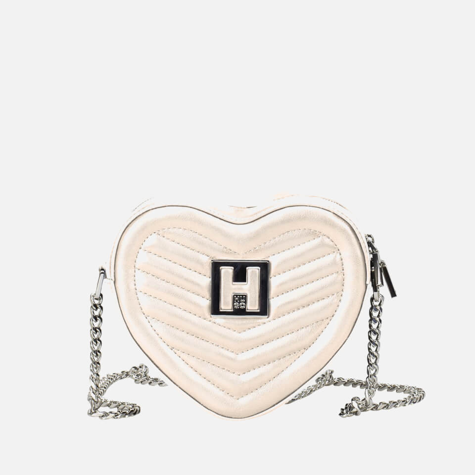 HUGO - Faux-leather crossbody bag with logo chain strap