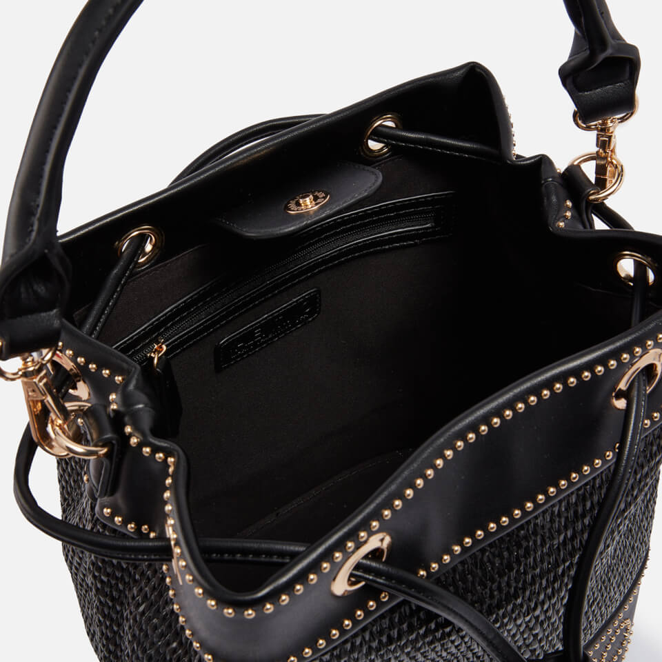 Valentino Float Rattan and Faux Leather Bucket Bag