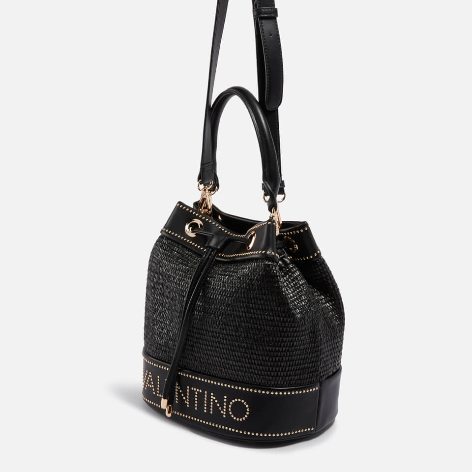 Valentino Float Rattan and Faux Leather Bucket Bag