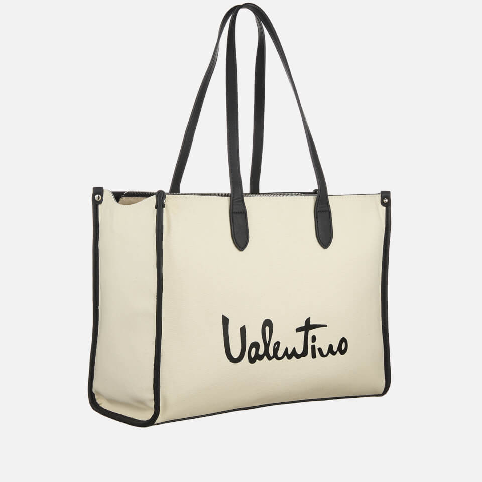 Valentino Vacation Canvas and Faux Leather Shopping Bag