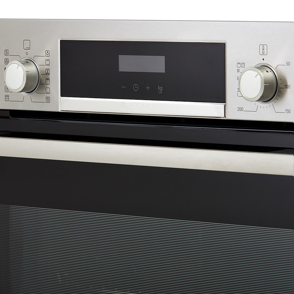 Bosch Series 4 HRS574BS0B Built In Electric Single Oven with added Steam Function - Brushed Steel