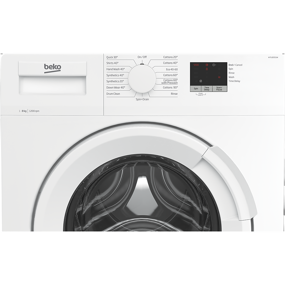 Beko WTL82051W 8Kg Washing Machine with 1200 rpm - White