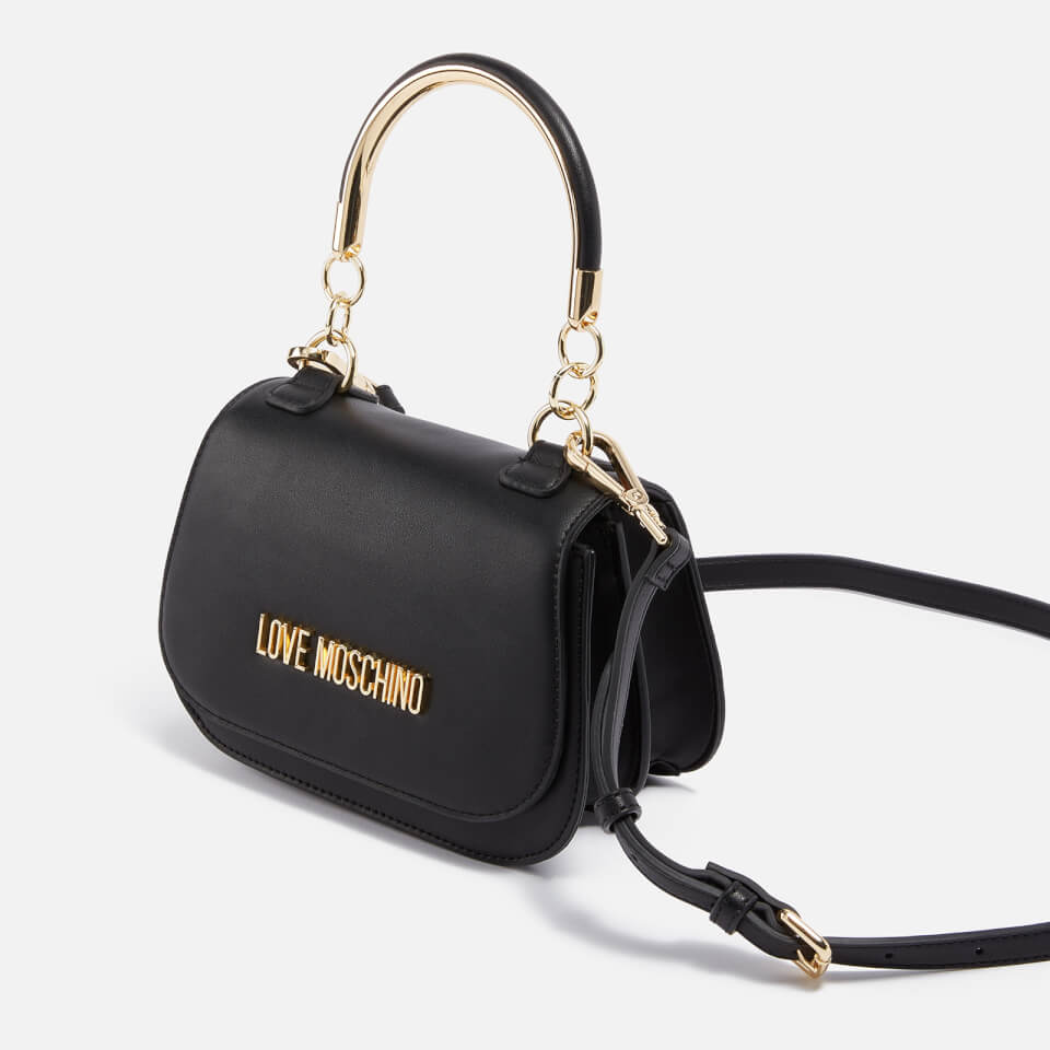 Love Moschino Metal Handle Mini Faux Leather Bag