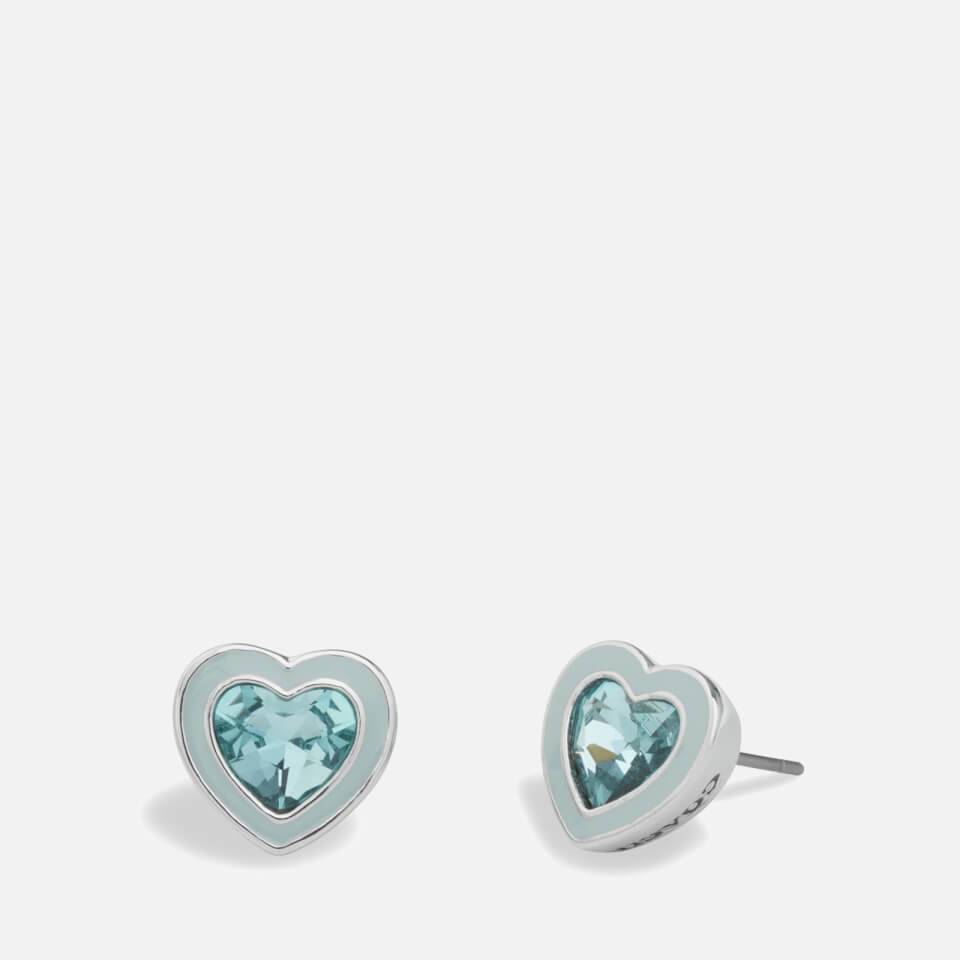 Coach Charming Crystals Silver-Plated Earrings