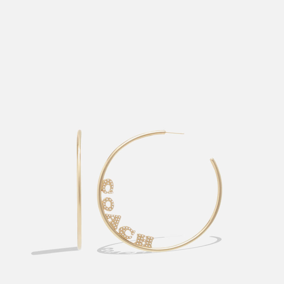 Coach Logo Charm Gold-Plated Pearl Earrings