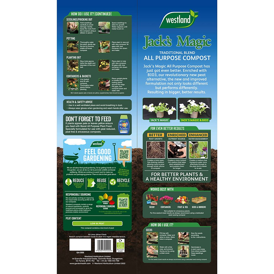 Westland Jack's Magic All Purpose Compost (Peat Reduced) 50L Homebase