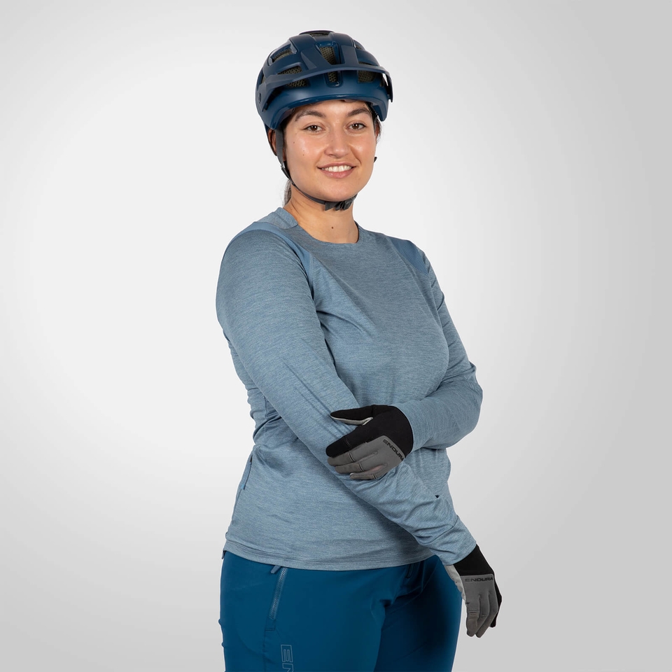 SingleTrack Trikot (langarm) für Damen - Stahlblau