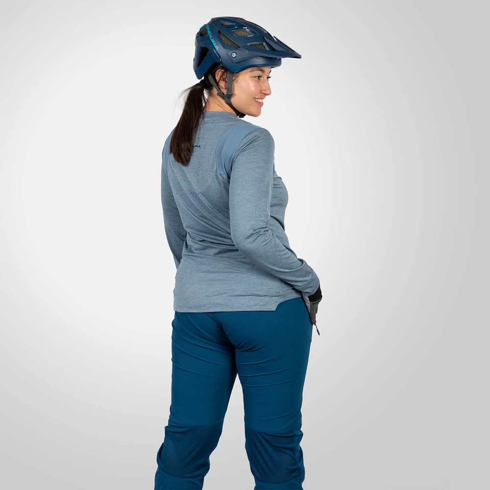 SingleTrack Trikot (langarm) für Damen - Stahlblau
