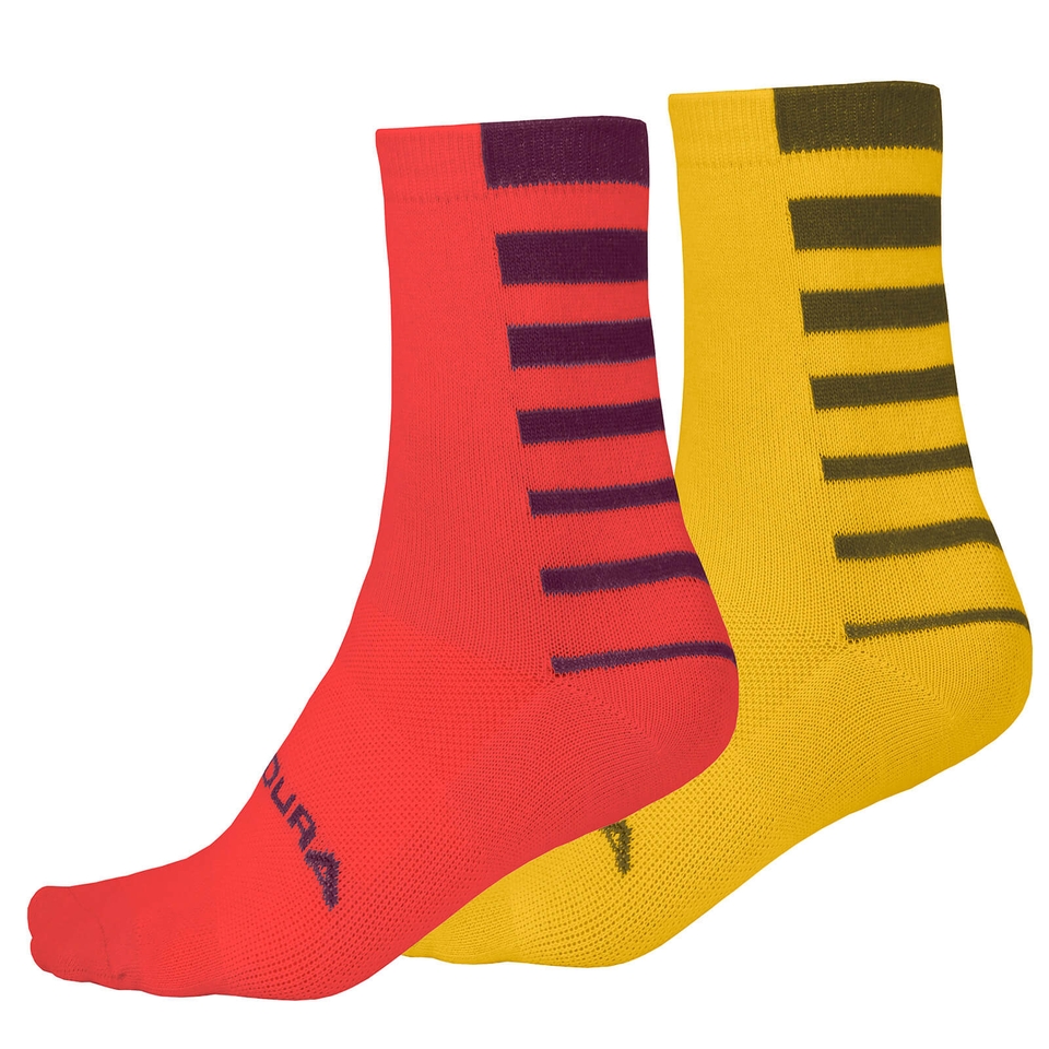 Men's Coolmax® Stripe Socks (Twin Pack) - Pomegranate
