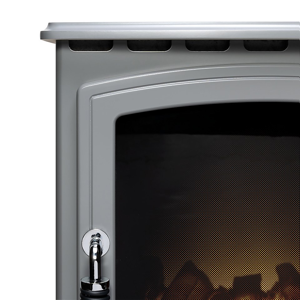 Adam Aviemore 1800W Freestanding Electric Stove with LED Flame Effect - Grey Enamel