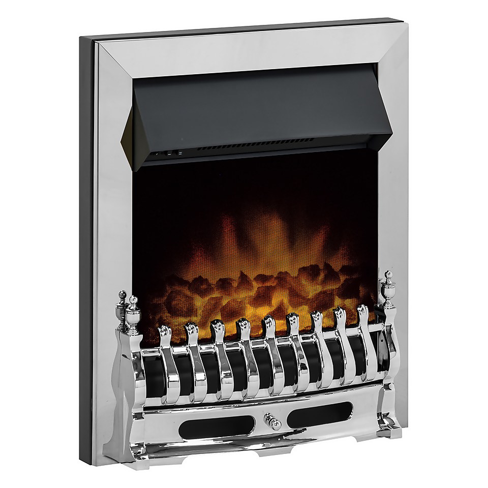Adam Blenheim 2000W Electric Fire with Inset Fitting and LED Flame Effect - Chrome