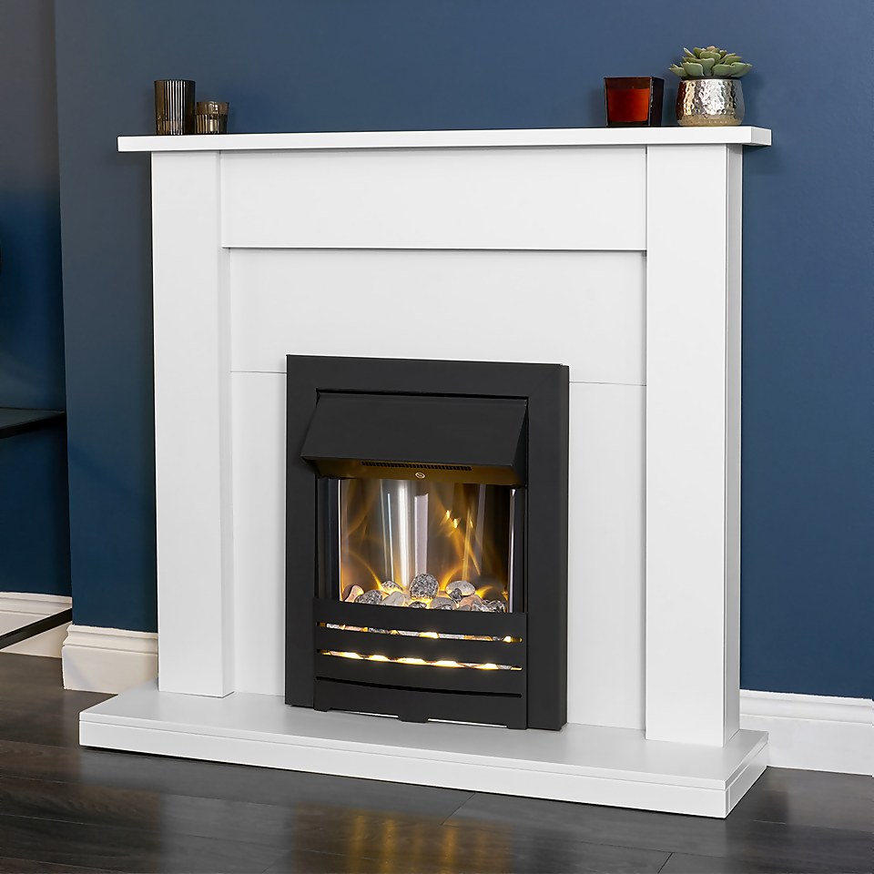 Adam Helios 2000W Electric Fire with Inset Fitting - Black