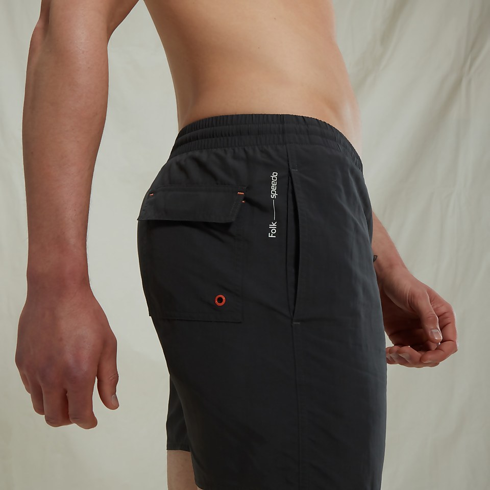 Folk x Speedo 16" Solid Black Swim Shorts