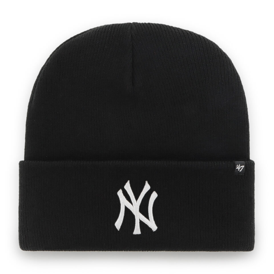 New York Yankees '47 Cuff Knit Unisex Beanie - White Logo, Black