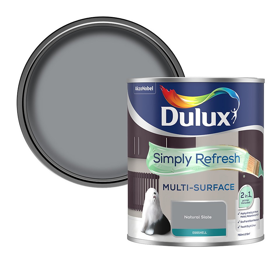 Dulux Simply Refresh Multi Surface Eggshell Paint Natural Slate - 750ml ...