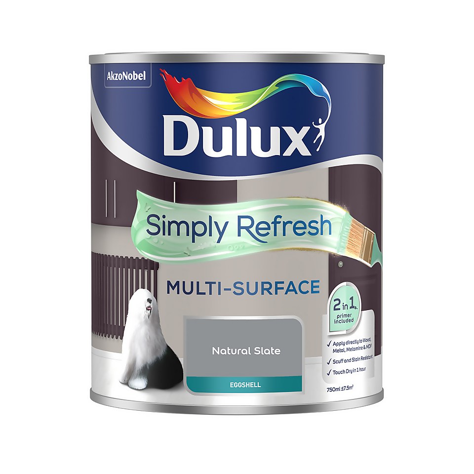 Dulux Simply Refresh Multi Surface Eggshell Paint Natural Slate - 750ml