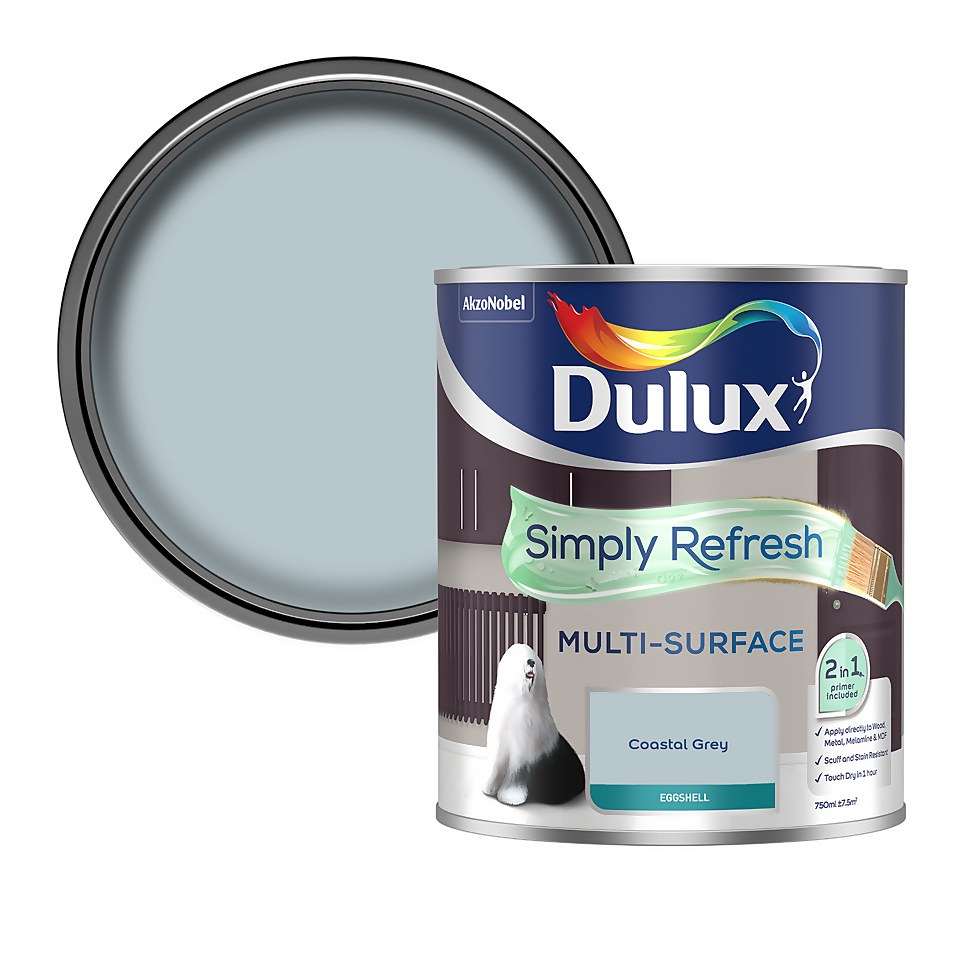 Dulux Simply Refresh Multi Surface Eggshell Paint Coastal Grey - 750ml