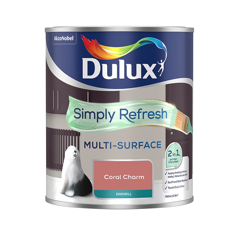 Dulux Simply Refresh Multi Surface Eggshell Paint Coral Charm - 750ml
