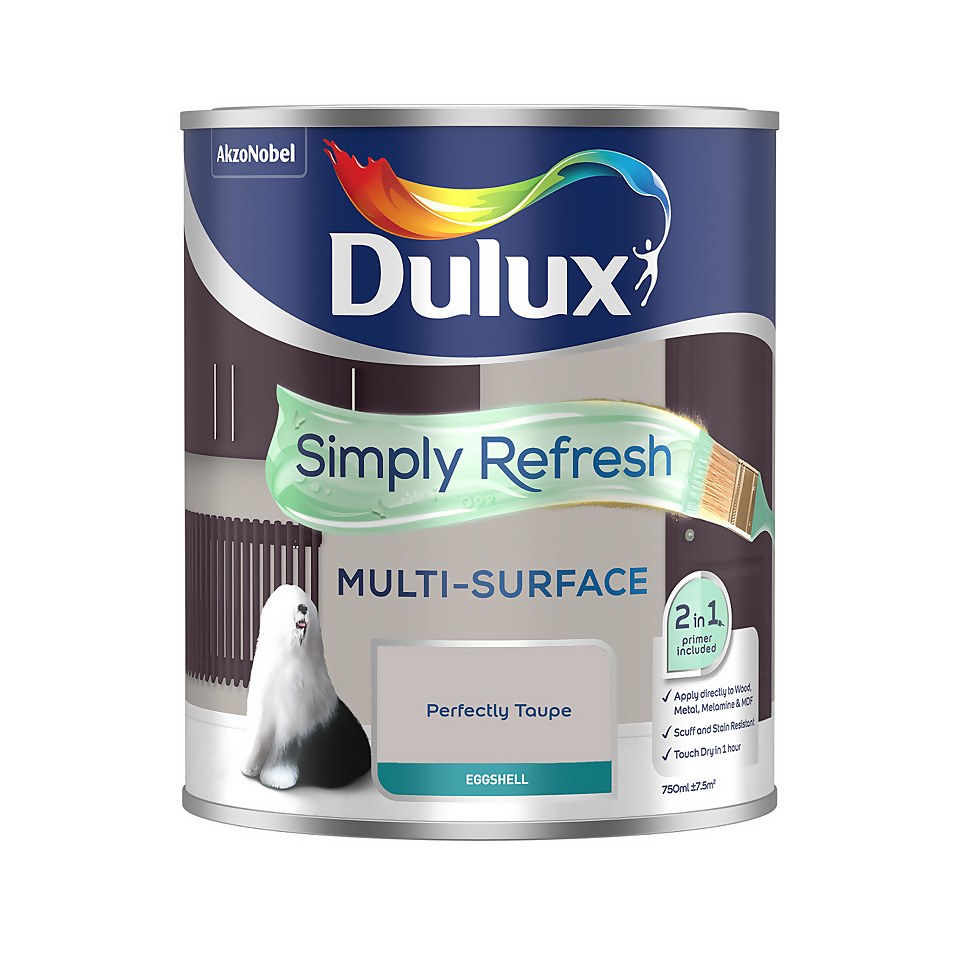 Dulux Simply Refresh Multi Surface Eggshell Paint Perfectly Taupe - 750ml