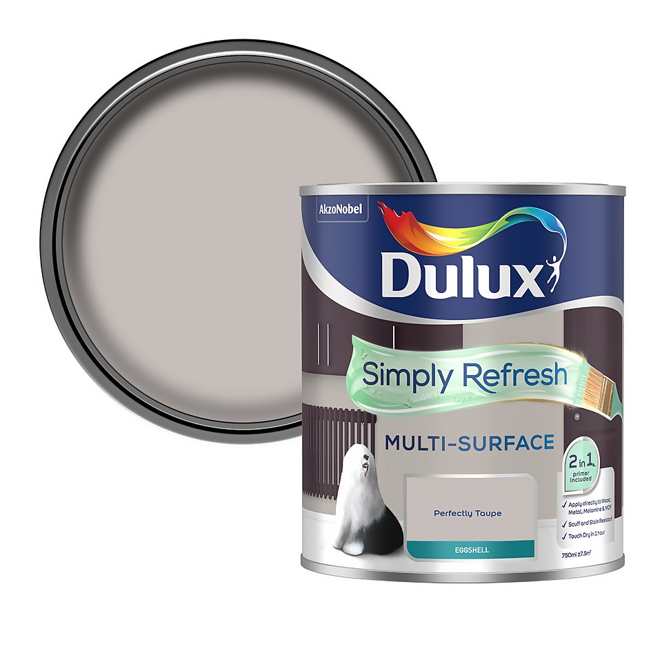 Dulux Simply Refresh Multi Surface Eggshell Paint Perfectly Taupe - 750ml