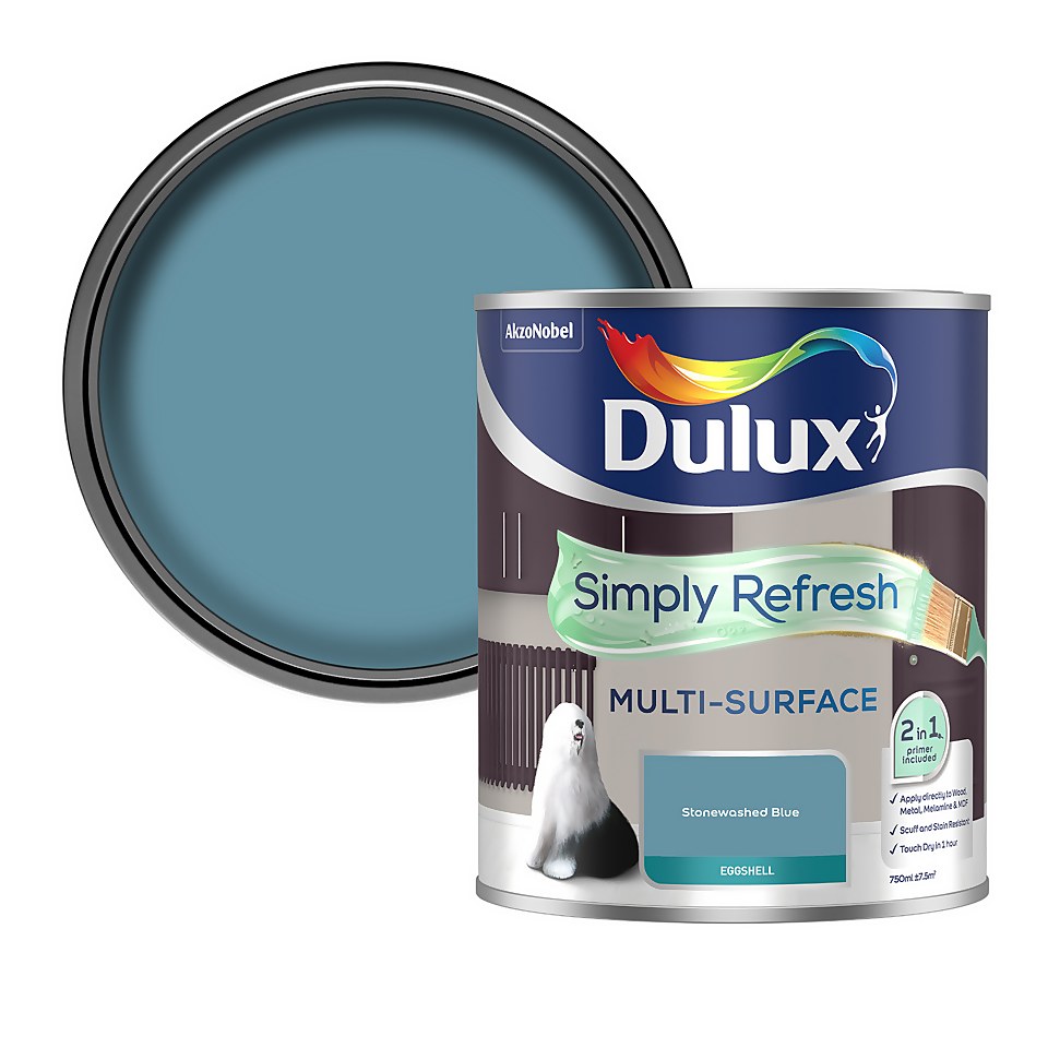 Dulux Simply Refresh Multi Surface Eggshell Paint Stonewashed Blue - 750ml