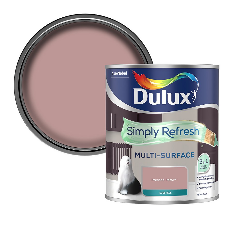 Dulux Simply Refresh Multi Surface Eggshell Paint Pressed Petal - 750ml