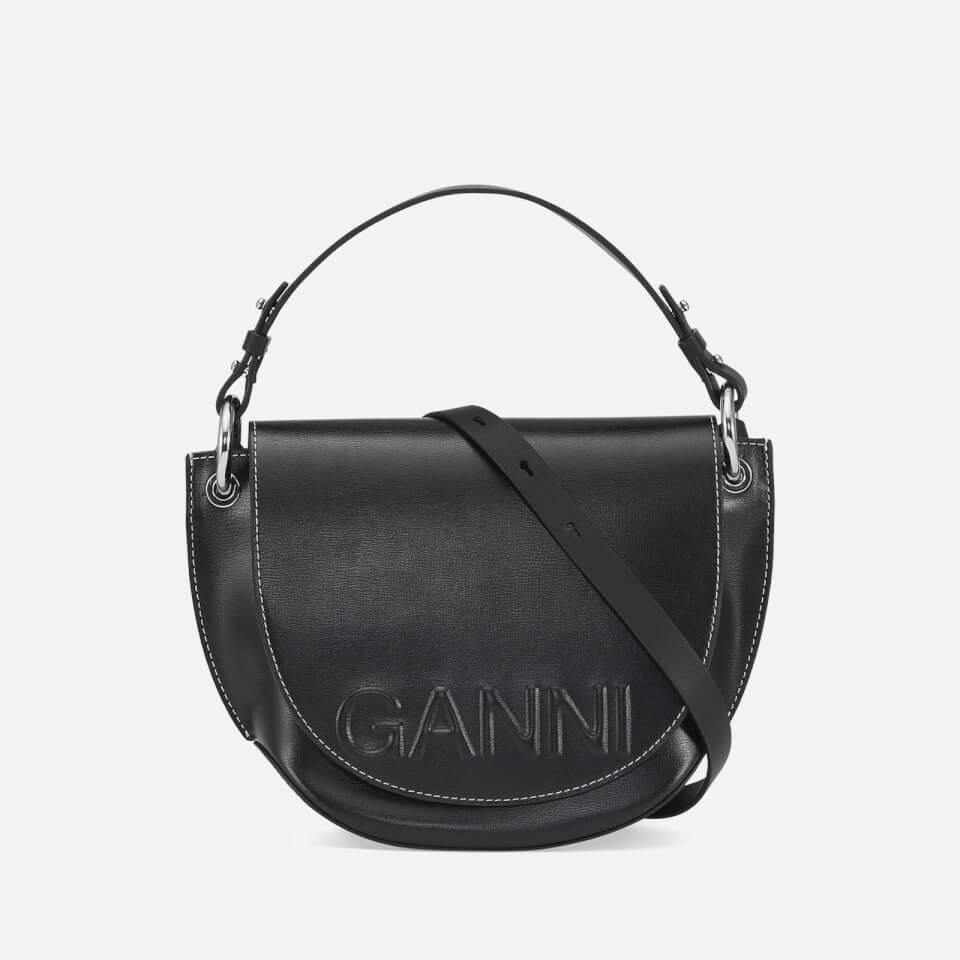 Ganni Banner Leather Saddle Bag