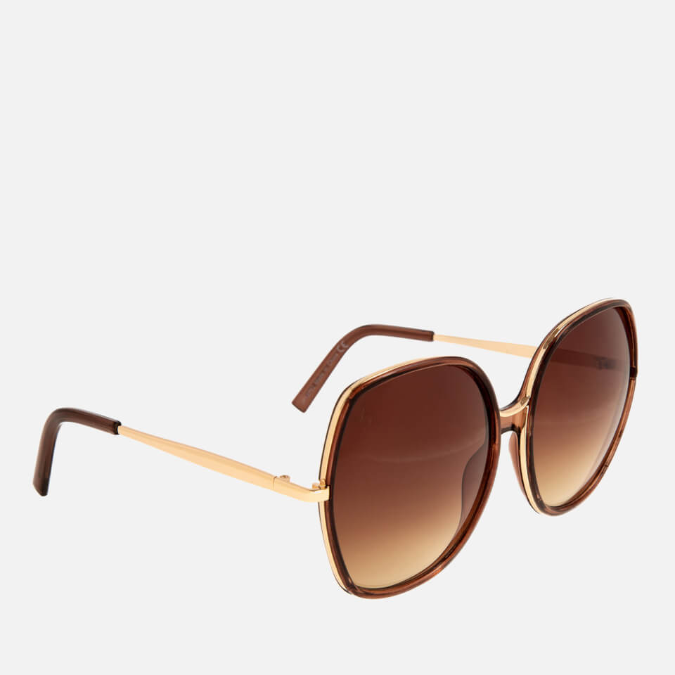 Jeepers Peepers Oversized Round-Frame Metal Sunglasses