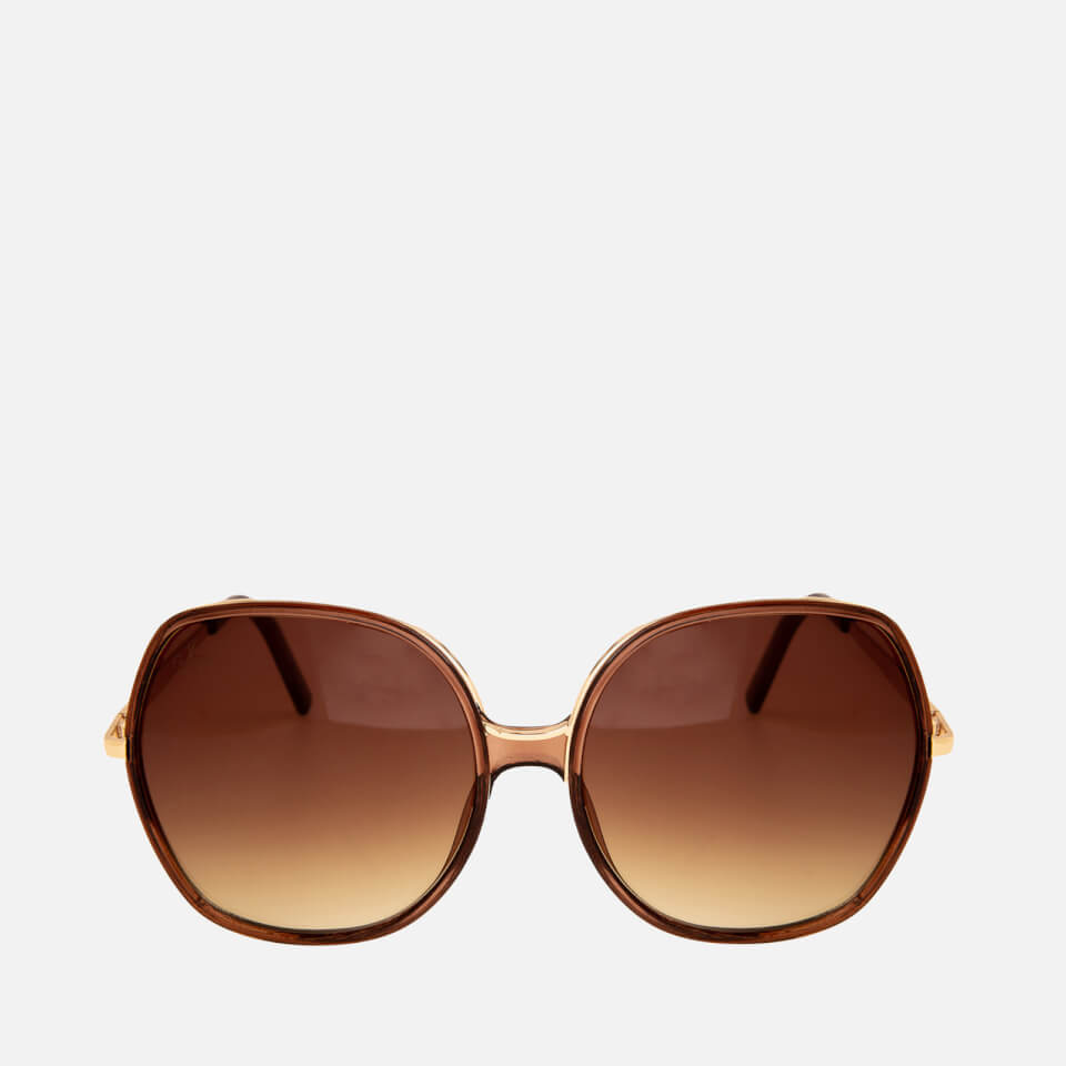 Jeepers Peepers Oversized Round-Frame Metal Sunglasses