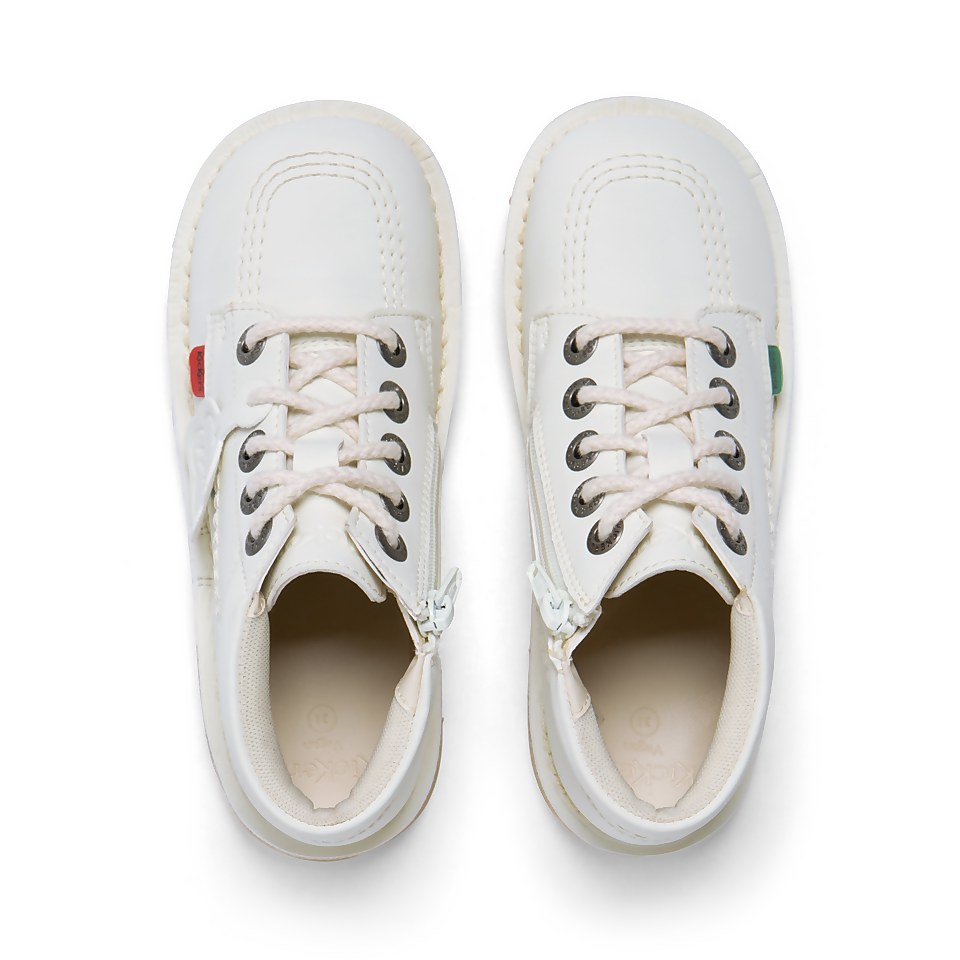 Junior Unisex Kick Hi Zip Leather Alternative White