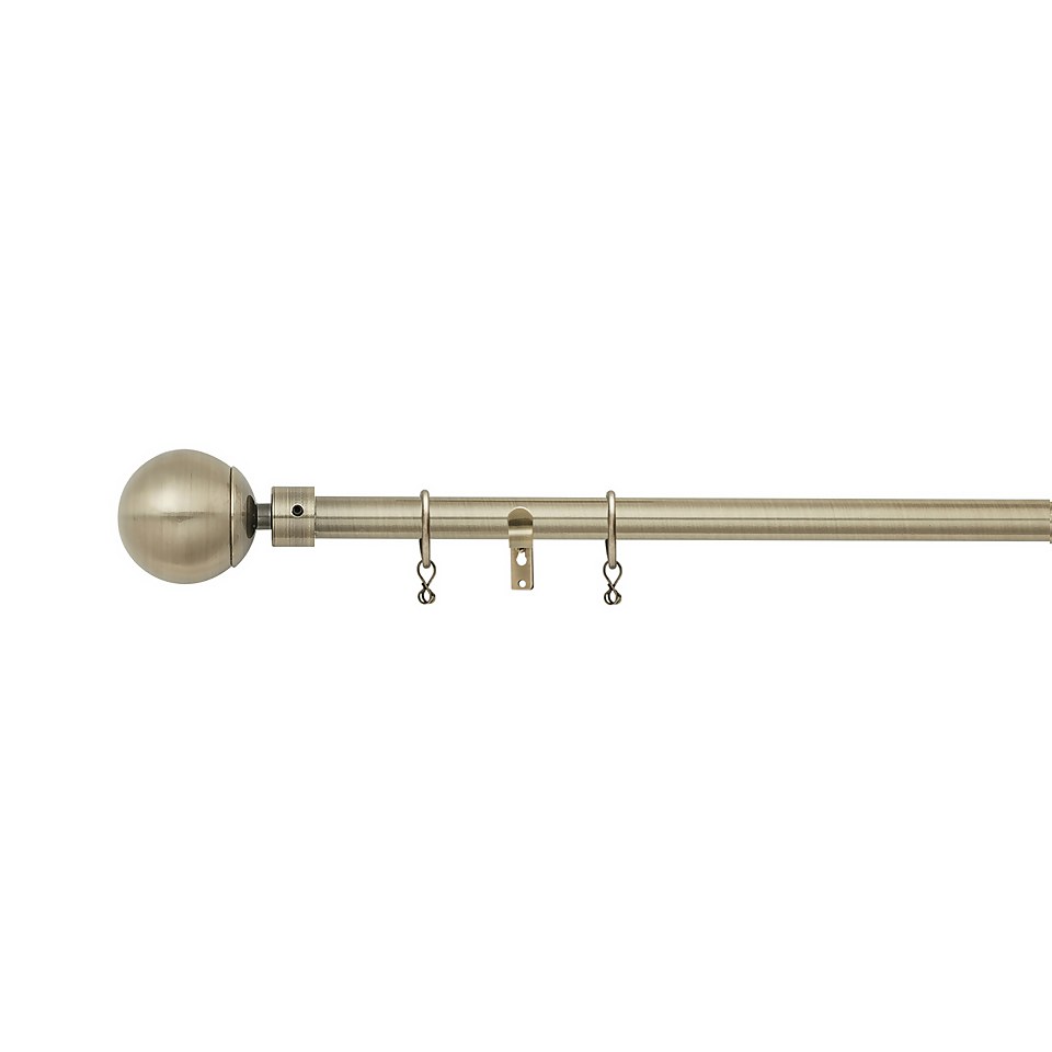 Antique Brass Extendable Curtain Pole with Ball Finial- 170-300cm (Dia 16/19mm)