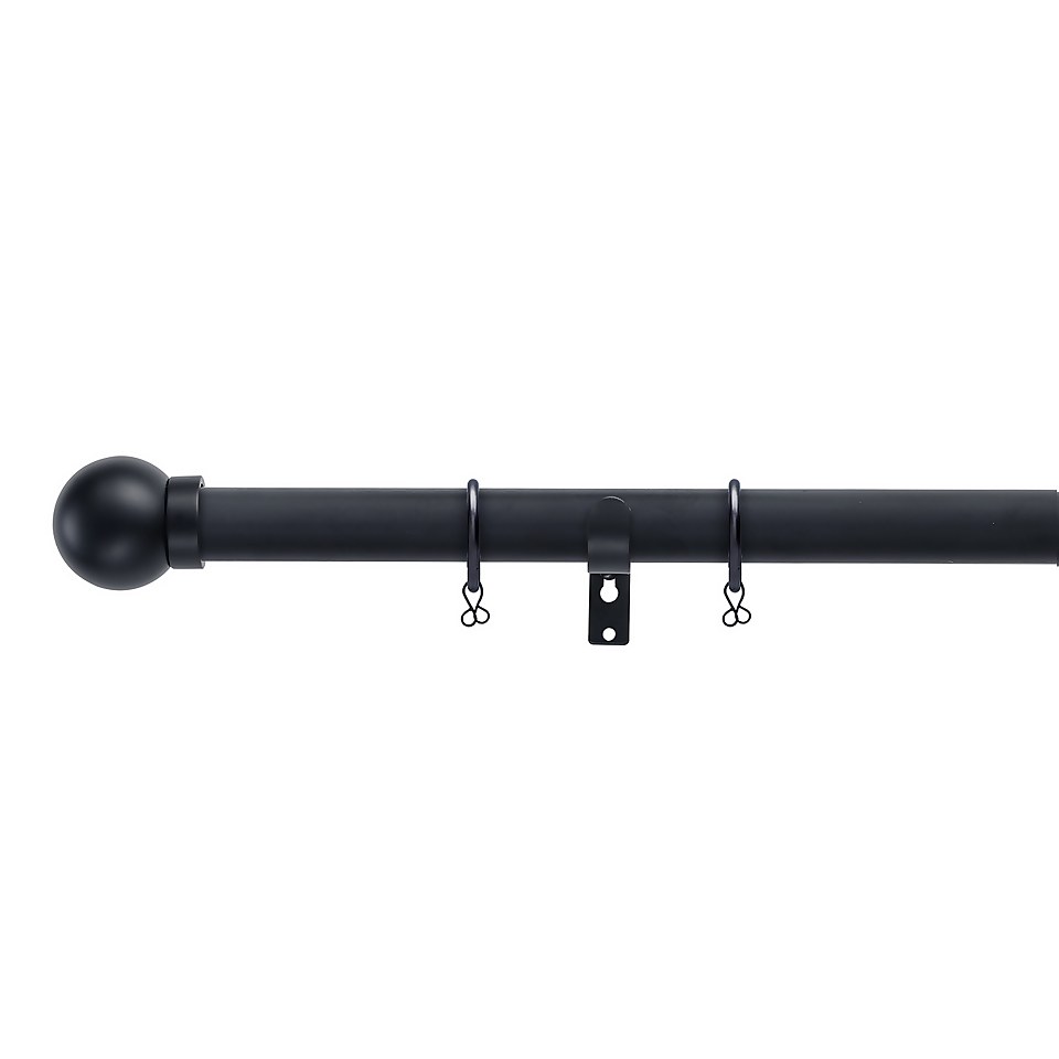 Black Extendable Curtain Pole with Ball Finial 170300cm (Dia 25/28mm) Homebase