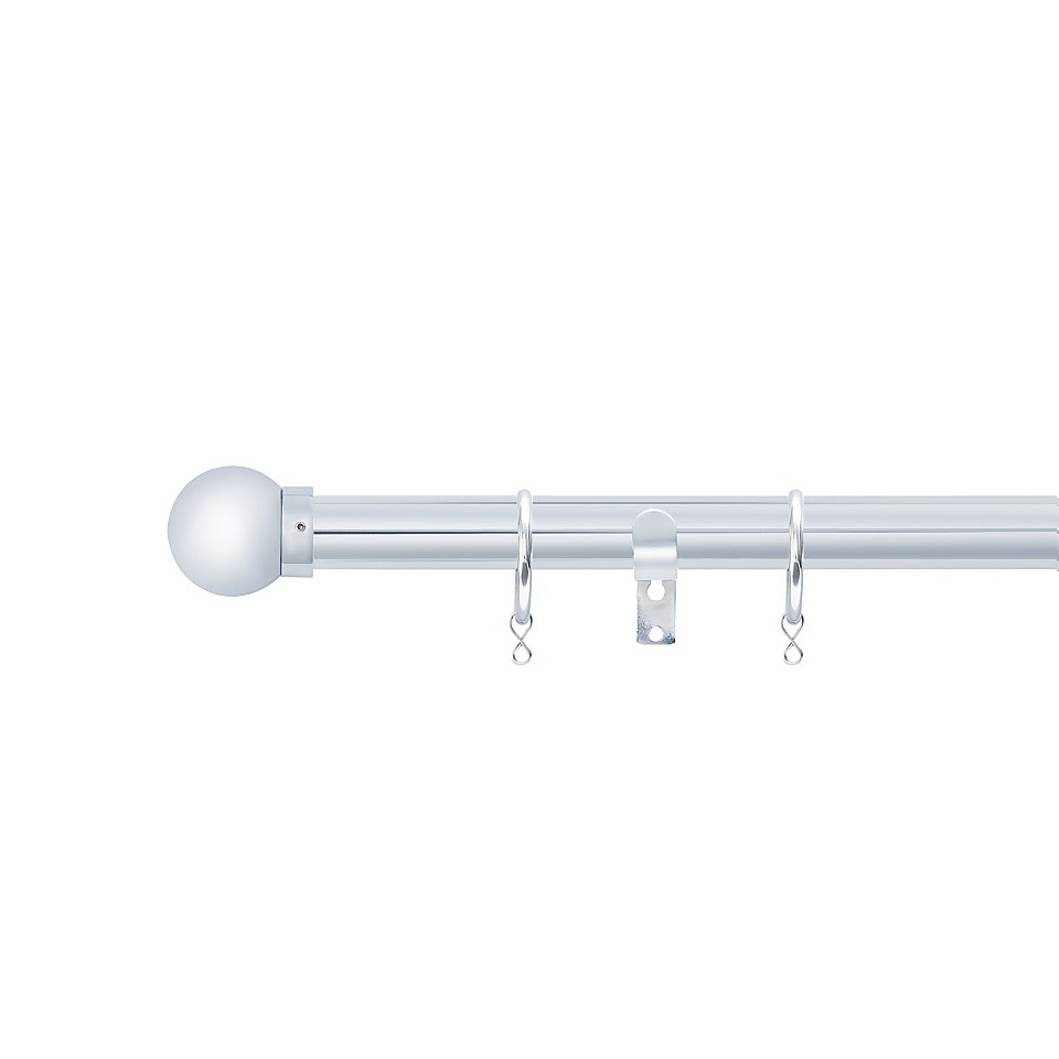 Chrome Extendable Curtain Pole with Ball Finial- 120-210cm (Dia 25/28mm)