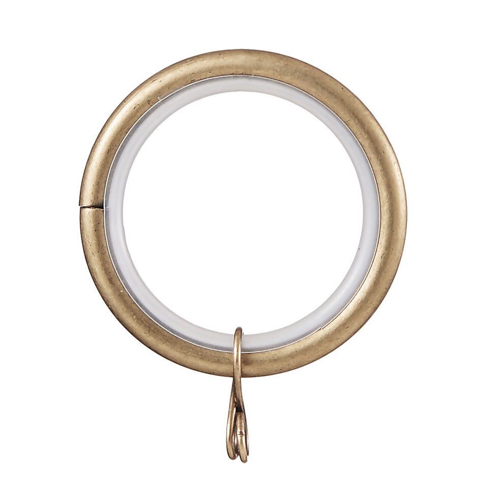Pack of 6 Antique Brass Lined Metal Curtain Rings (Dia 16/19mm)