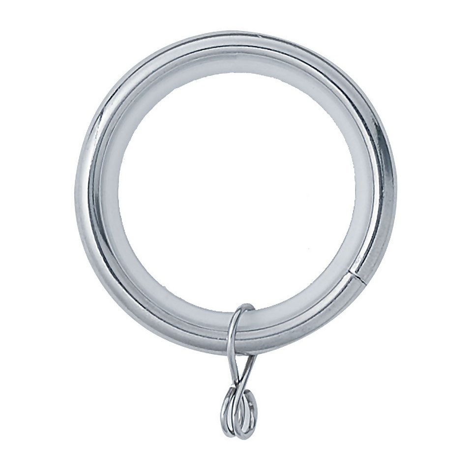 Pack of 6 Polished Chrome Lined Metal Curtain Rings (Dia 16/19mm)