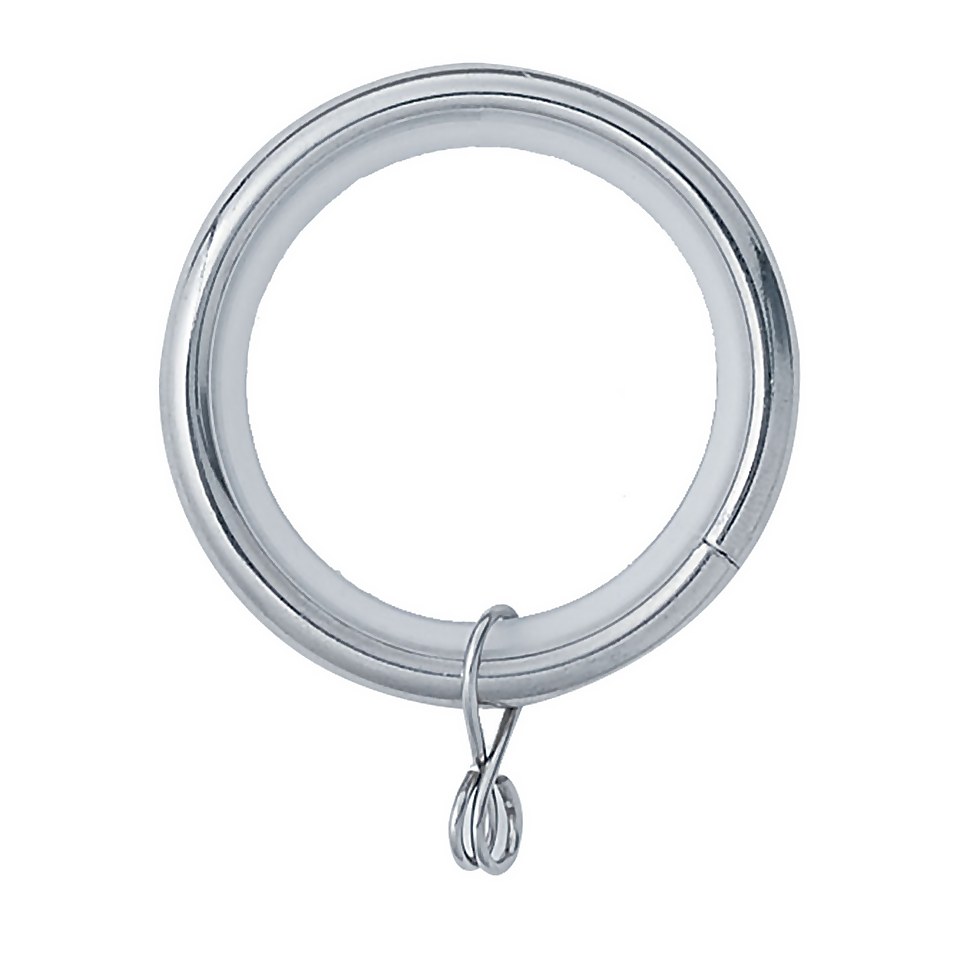 Pack of 6 Polished Chrome Lined Metal Curtain Rings (Dia 25/28mm)