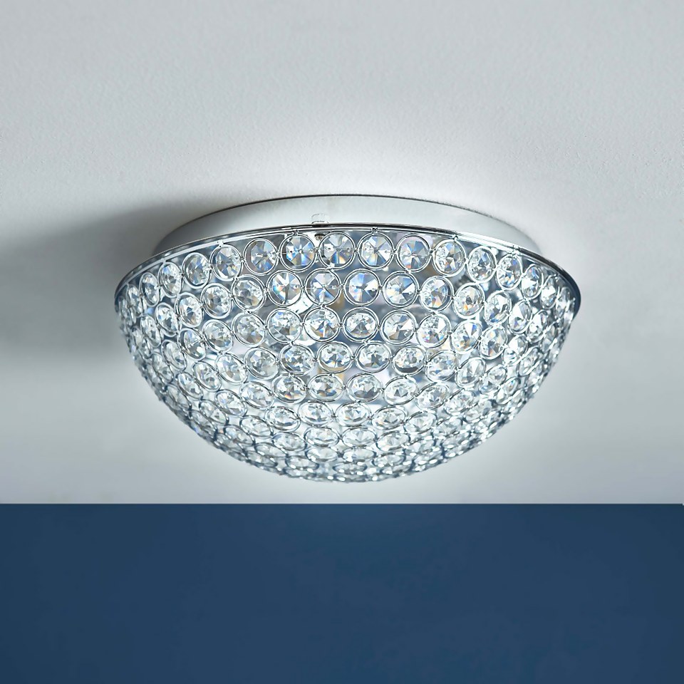 Daless Bathroom Flush Ceiling Light - Chrome Effect