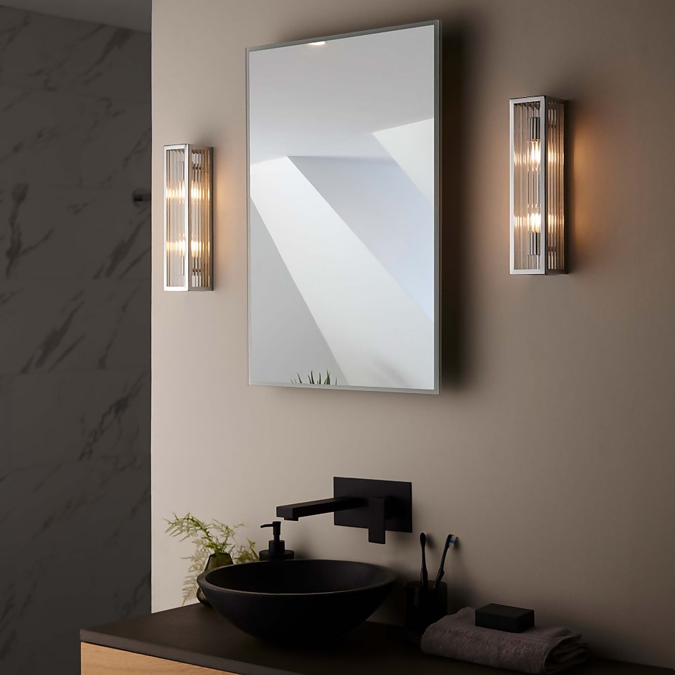 Daltra Large Ribbed Bathroom Wall Light - Chrome Effect