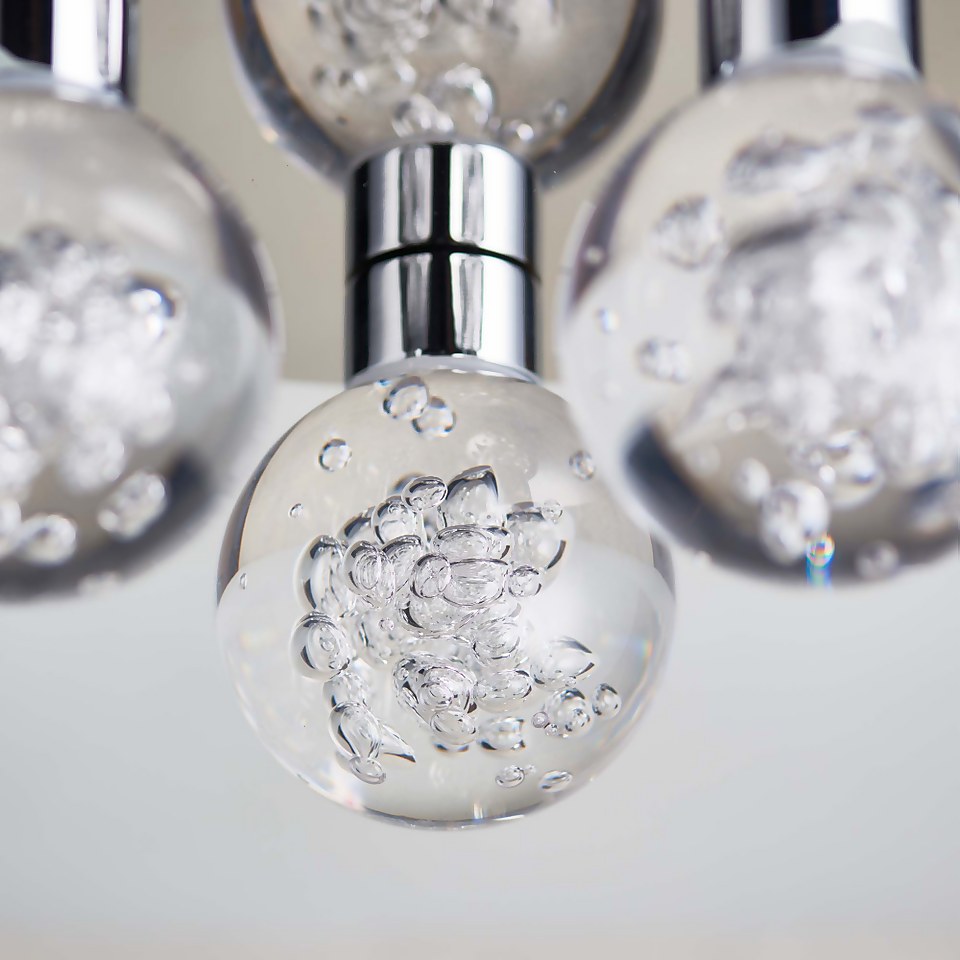 Leoch Bathroom Flush Ceiling Light - Chrome Effect