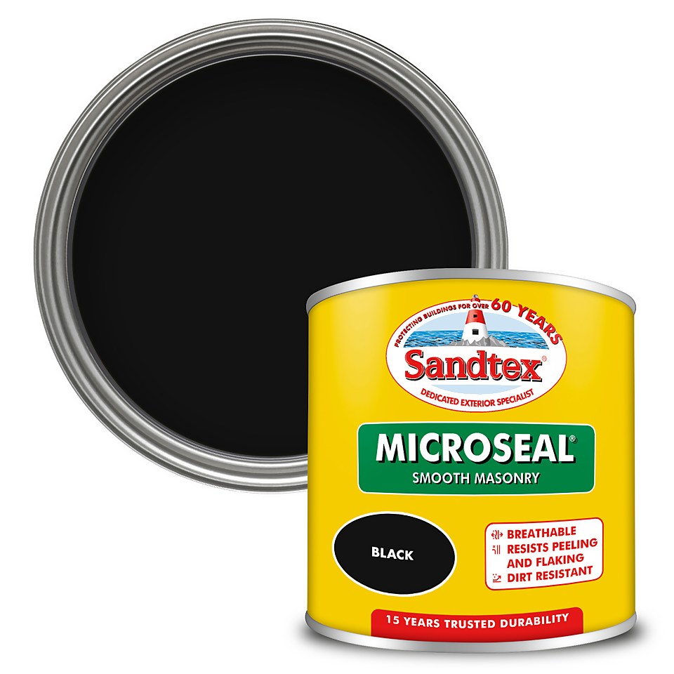 Sandtex Microseal Smooth Masonry Paint Black - 150ml