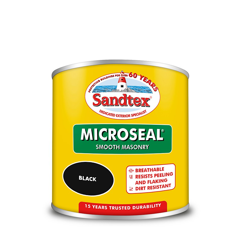 Sandtex Microseal Smooth Masonry Paint Black - 150ml