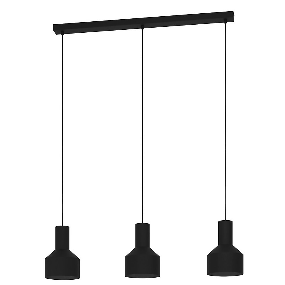 Eglo Casibare 3 Lamp Diner Bar Light - Black